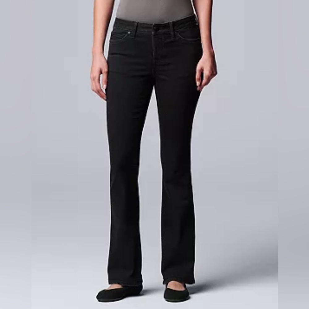 Women's Simply Vera Vera Wang Stretch Bootcut Jeans, black tie, sz 8